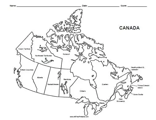 canada labeled map