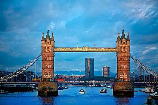 伦敦塔桥,日落,泰晤士河,英格兰