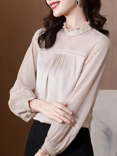 衬衫女长袖高端大牌真丝桑蚕丝洋气金丝绒上衣女清仓捡漏~高级感绿