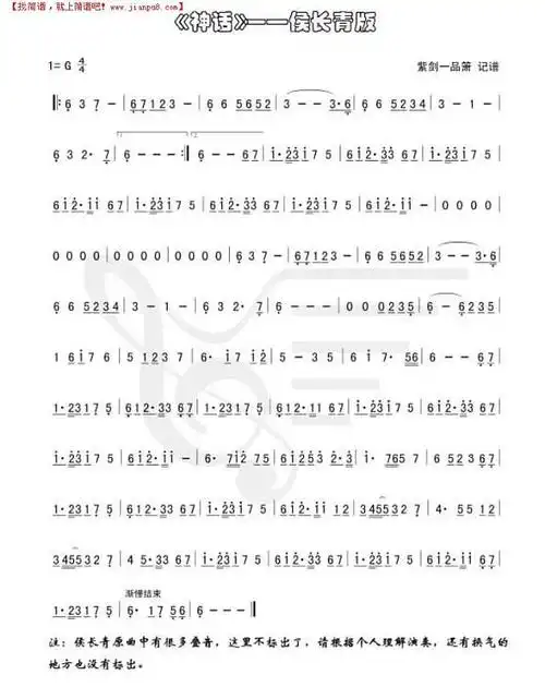 神话(侯长青)笛箫谱