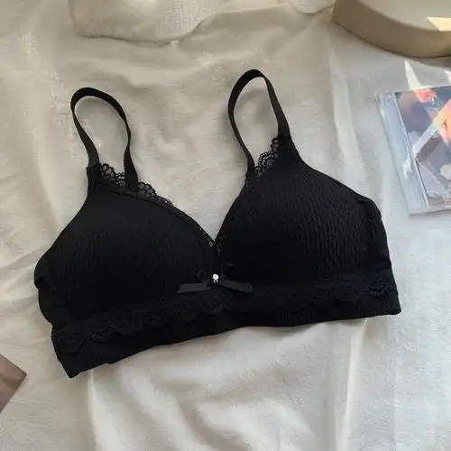 实拍实价~蕾丝无缝内衣无钢圈舒适聚拢上托胸罩性感学生文胸女