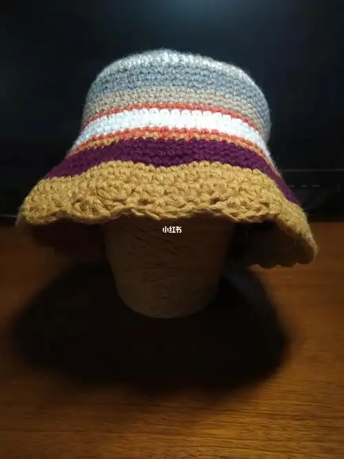 第三款帽子钩针拼色渔夫帽有图解