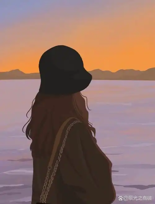 插画女生背影头像