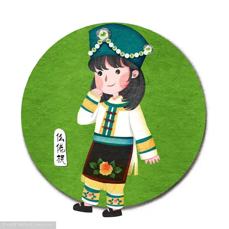 中国五十六个民族仫佬族人物插画