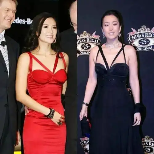 当章子怡和巩俐同穿吊带裙,一个红裙像小女人,一个黑裙像女王!