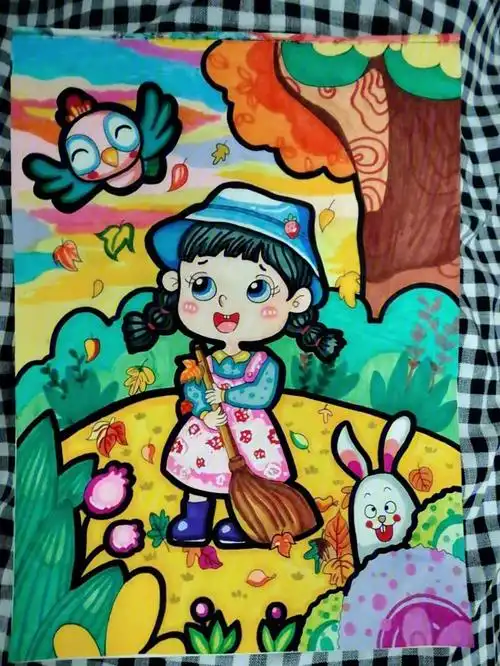 儿童画马克笔临摹附线稿