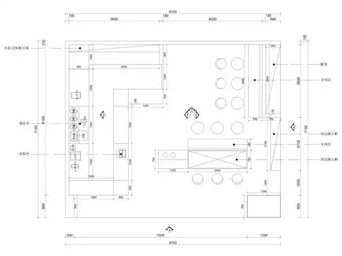60㎡柠乐奶茶大店铺样板间装修设计施工图