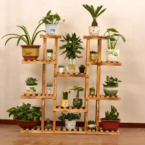 客厅花架实木阳台地面木质花盆架多层木制木头组装室内绿萝花架子