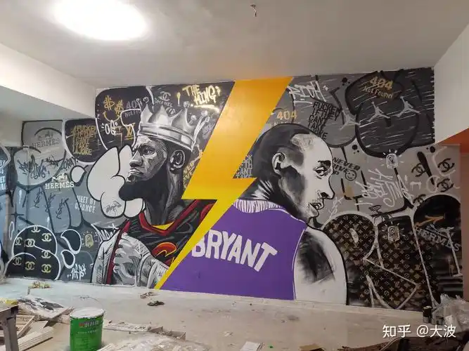 [简单5个步骤]在大白墙上用喷漆画一幅自己的偶像科比/詹姆斯