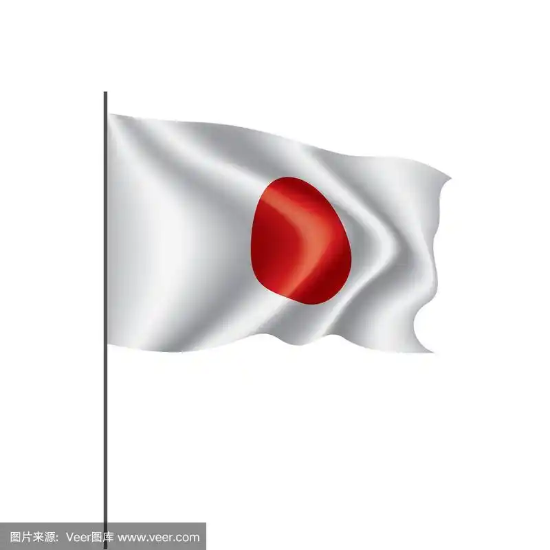 日本国旗,矢量插图在白色的背景