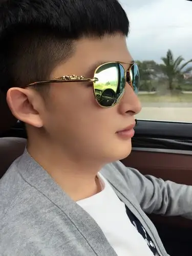 男士豹子脚太阳镜开车偏光镜男潮人无框蛤蟆镜复古司机驾驶墨镜