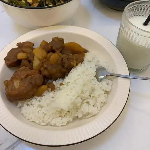 黏黏糊糊的土豆排骨盖饭