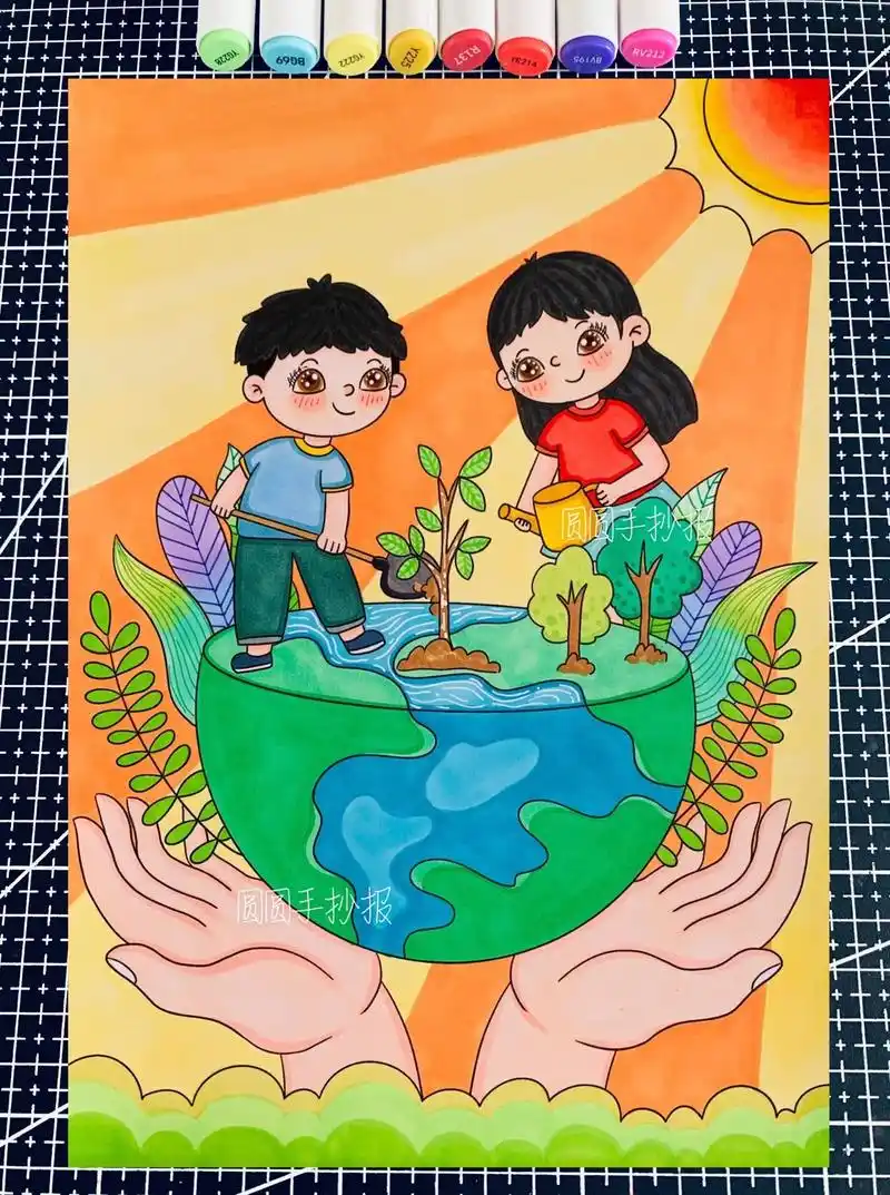 植树节绘画#植树节手抄报#爱绿 - 抖音