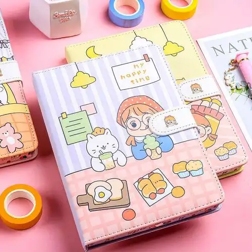 可爱超萌手帐本网红笔记本ins少女心卡通磁扣本皮面便携日记本子