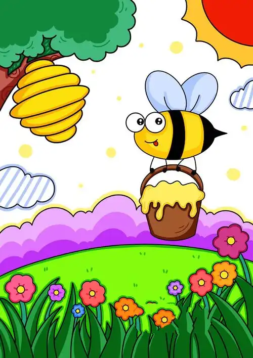 勤劳的小蜜蜂儿童创意画 卡通画