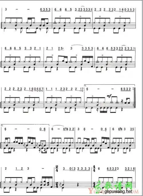 架子鼓谱月亮惹的祸张宇b调