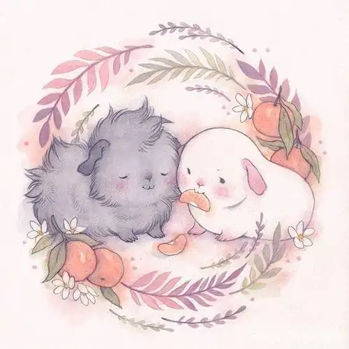 手绘小动物插画,萌萌的好可爱,可以拿来当头像