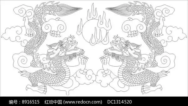 双龙雕刻图案图片_背景墙|装饰画_编号8916515_红动中国