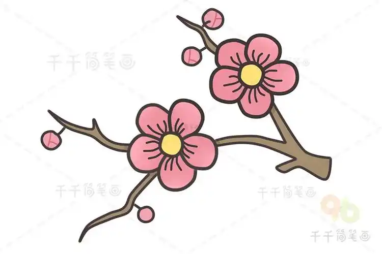 梅花落花花瓣简笔画