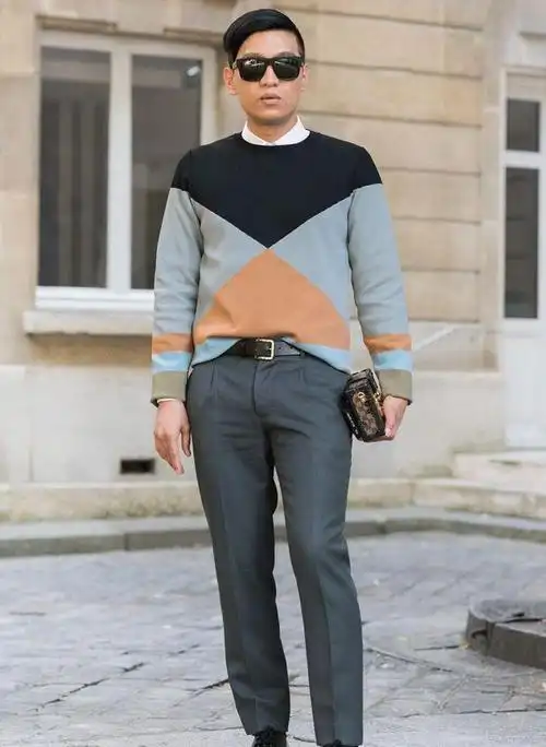 大叔也有潮男范吴秀波穿条纹西装搭格子衬衫休闲时尚又减龄