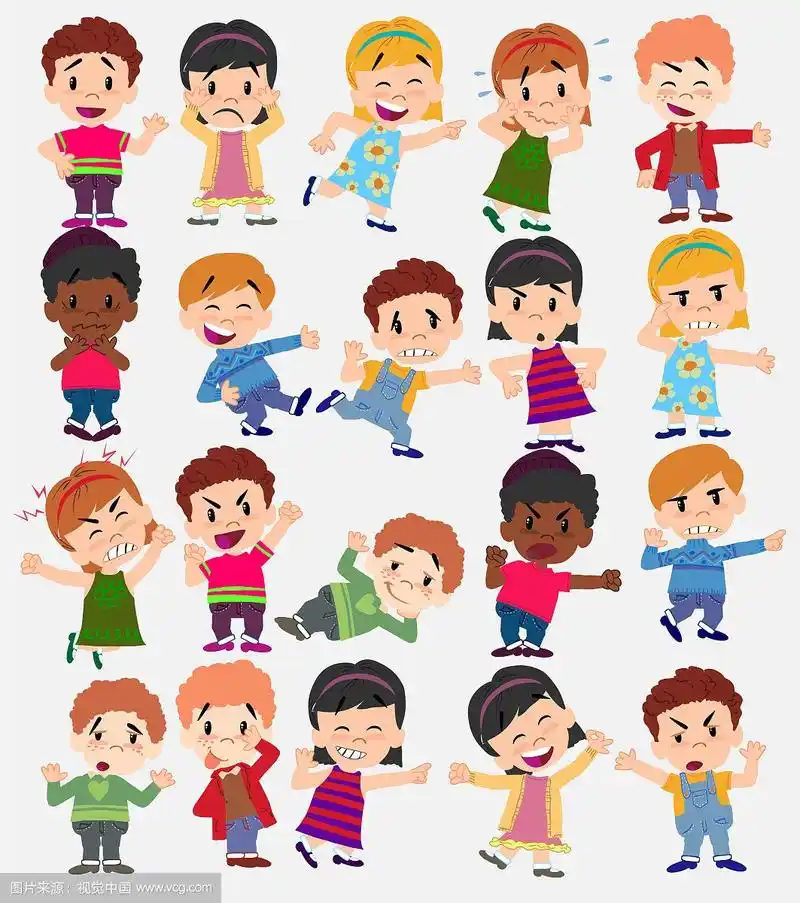 卡通人物男孩和女孩设置