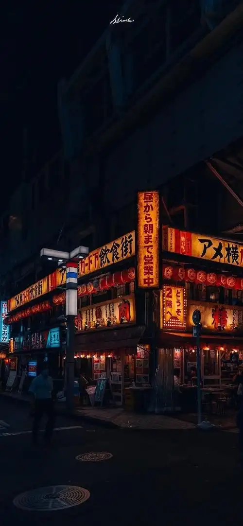 日式街头夜景摄影图片手机壁纸