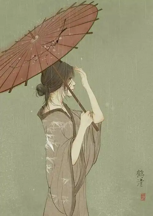 诗情画意的唯美古风人物手绘插画