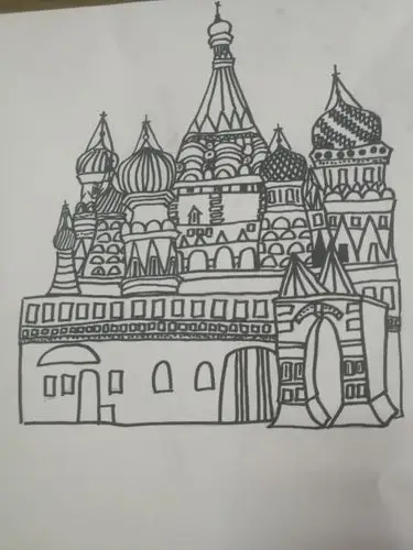 二,愉快的学美术.没涂色的瓦西里升天教堂