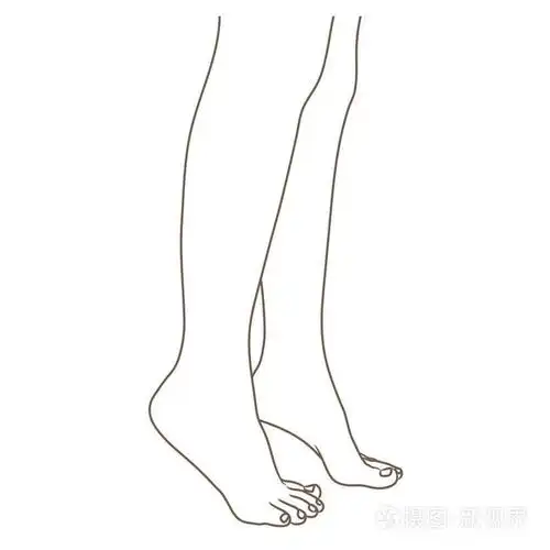 女性双脚赤脚, 侧面观看.