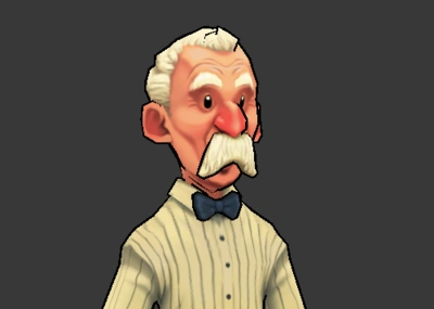 手绘q版卡通老头管家