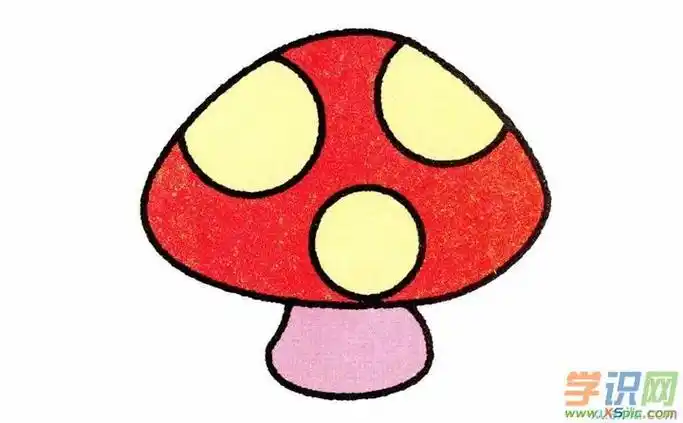 幼儿画画入门蘑菇简笔画步骤