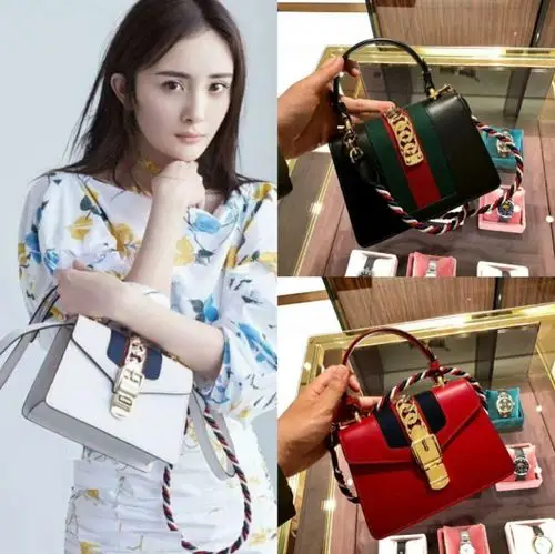 gucci明星同款杨幂同款双肩带mini sylvie百搭神器单肩包女包20cm