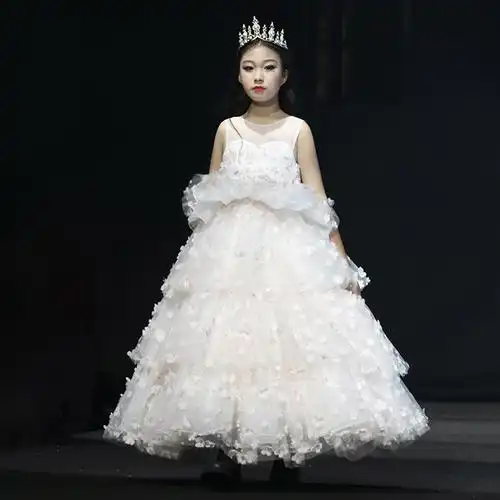 儿童礼服公主裙女童蓬蓬纱小女孩高端生日走秀舞台服装钢琴演出服