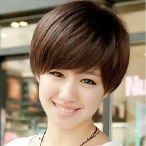 热卖日韩时尚短发斜刘海头假发学生发 女生斜刘海假发 短直发批发