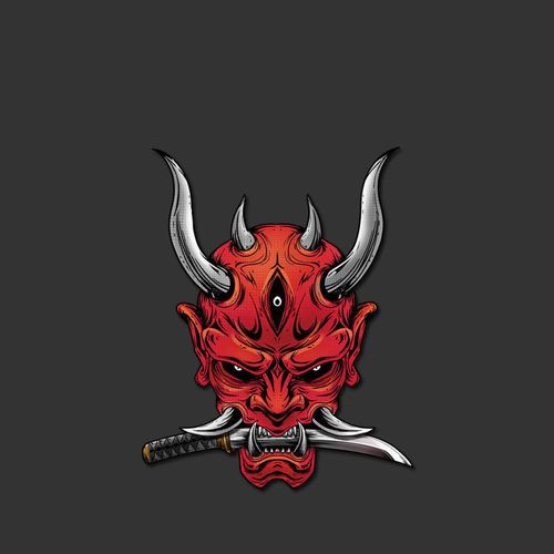 鬼武士车贴般若鬼武者面具汽车贴纸日系和风电动车摩托车划痕贴