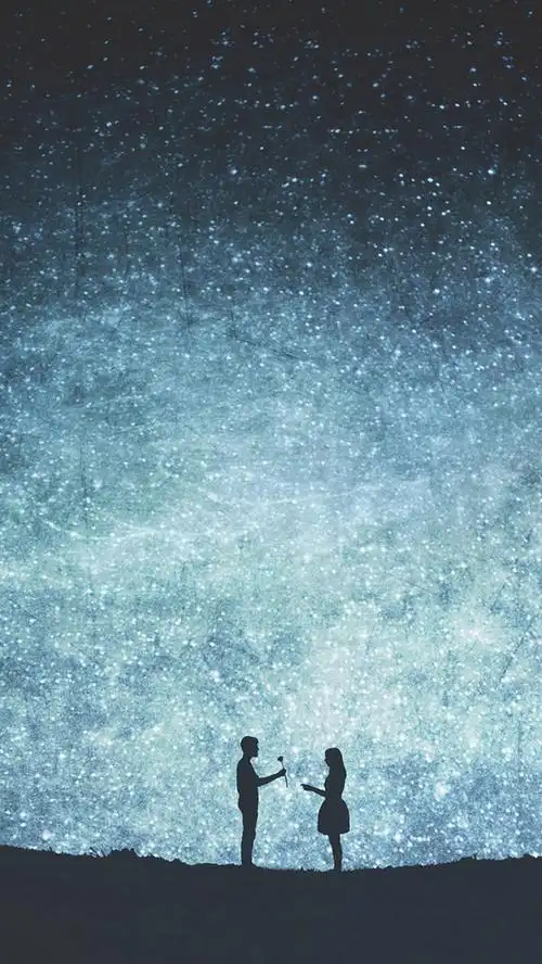 星空下情侣剪影h5背景素材
