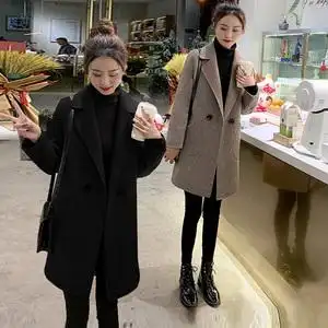 教资面试穿搭双面羊绒毛呢外套女中长款女装冬天反季短款呢子大衣