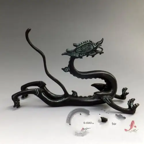 仿古青铜器纯铜龙摆件龙笔架书房用品装饰工艺礼品古玩收藏品