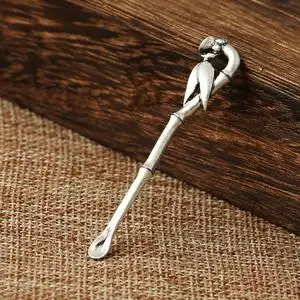 s990足银饰品富贵竹节磨砂挖耳勺个人护理掏耳朵耳铲耳扒银饰竹子