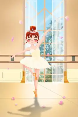 舞蹈插画可爱卡通舞蹈插画室内插画舞蹈芭蕾舞女孩舞蹈插画绘画