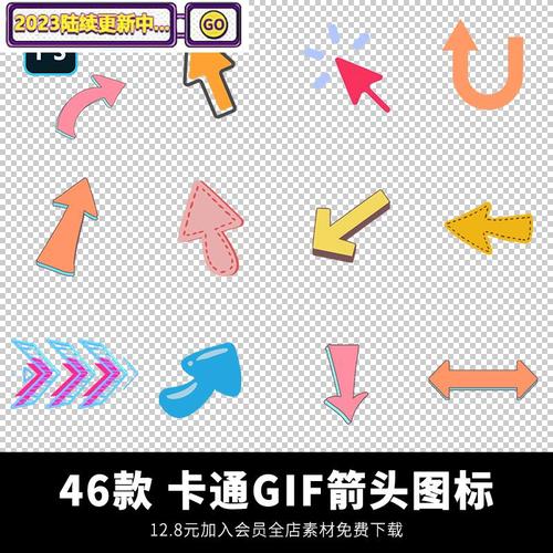 动态箭头图标gif动图可爱卡通上下左右方向指示指引箭ps设计素材