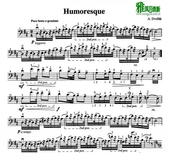 德沃夏克 幽默曲 大提琴谱