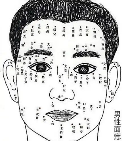 男人脸上长痣面相图