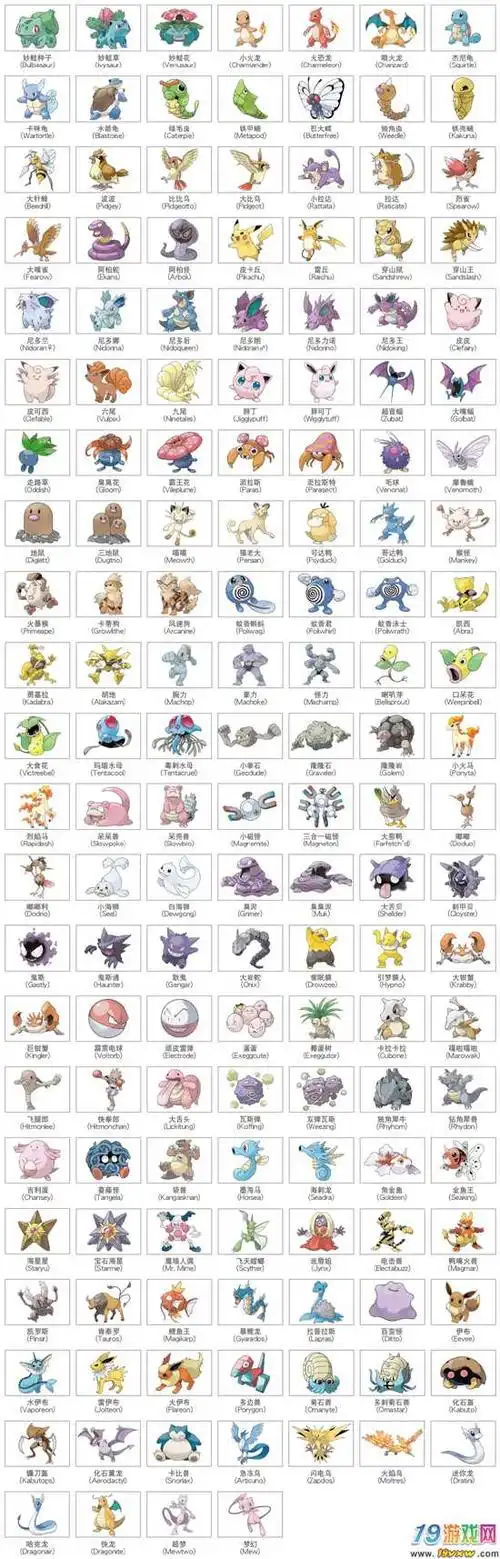 任天堂公开口袋妖怪绿系列151只宝可梦官方名字