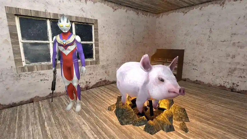 迪迦奥特曼在密室打怪兽怎么抓了那么大一条猪啊?