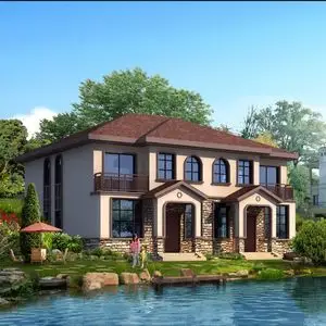 280两兄弟农村自建房二层新中式四间新款2层双拼联排别墅设计图纸