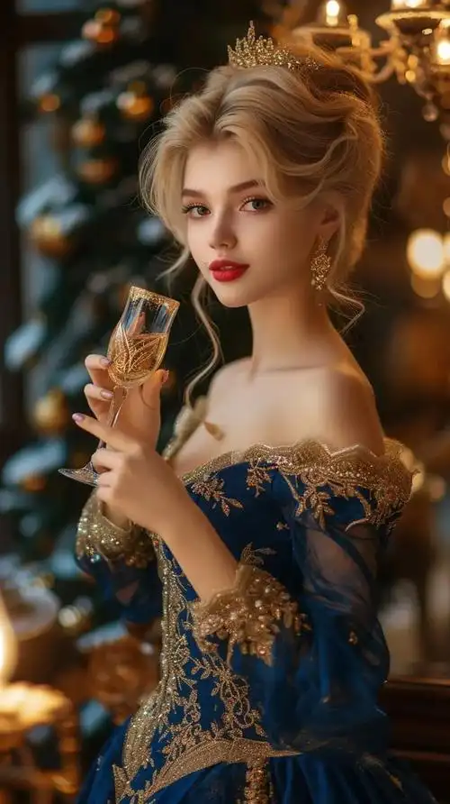 壁纸分享,蓝衣金发的美人,散发着迷人的光芒