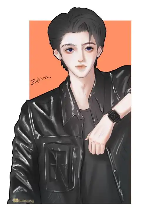 粉丝手绘的蔡徐坤漫画像氛围感