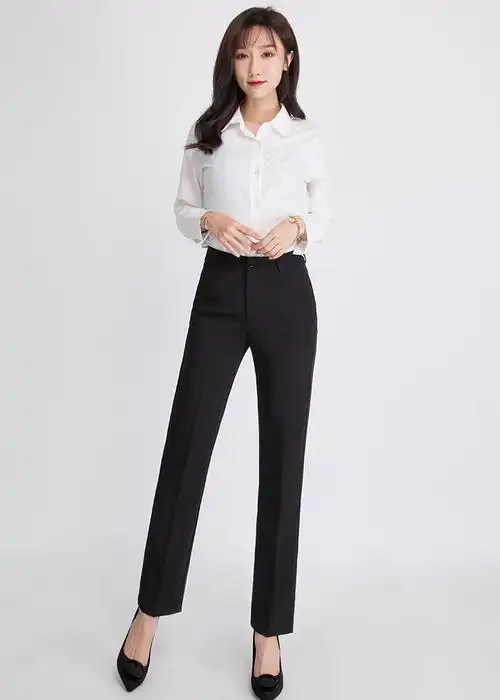 新款直筒西装裤女黑色职业正装高腰西裤女宽松工作长裤西服裤子女