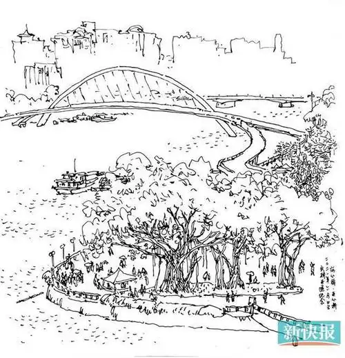 孙戈金城邝野等艺术家现场写生用画笔记录海心桥开通